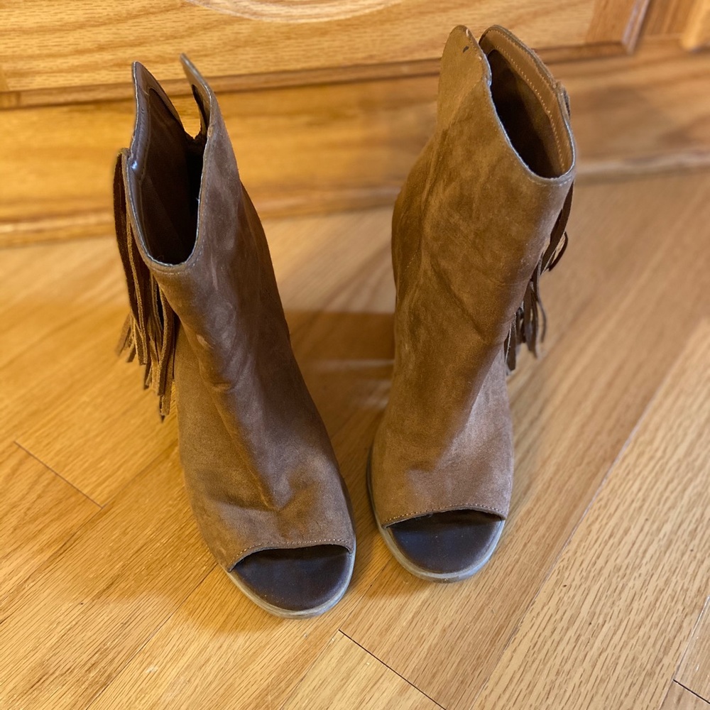 Suede Peep Toe Boots